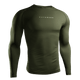 Vista frontale della rashguard verde Hayabusa Core, vestibilità "seconda pelle" traspirante
