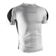 Vista frontale della rashguard Hayabusa Pro Ranked bianca a maniche corte, design conforme IBJJF per cinture bianche