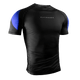 Vista frontale della rashguard Hayabusa Pro Ranked blu a maniche corte, vestibilità a compressione per cinture blu