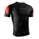 Vista frontale della rashguard Hayabusa Pro Ranked nera a maniche corte, fit d'élite per cinture nere