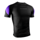 Vista frontale della rashguard Hayabusa Pro Ranked viola a maniche corte, ideale per tornei ufficiali di Jiu-Jitsu