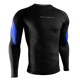 Vista frontale della rashguard Hayabusa Pro Ranked blu, vestibilità a compressione per cinture blu