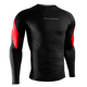 Vista frontale della rashguard Hayabusa Pro Ranked nera, fit d'élite per cinture nere