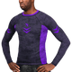 Vista frontale della rashguard viola Hayabusa Ranked, fit a compressione d'élite