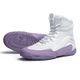 Scarpe da boxe Hayabusa Talon bianco e lavanda viste frontalmente in primo piano