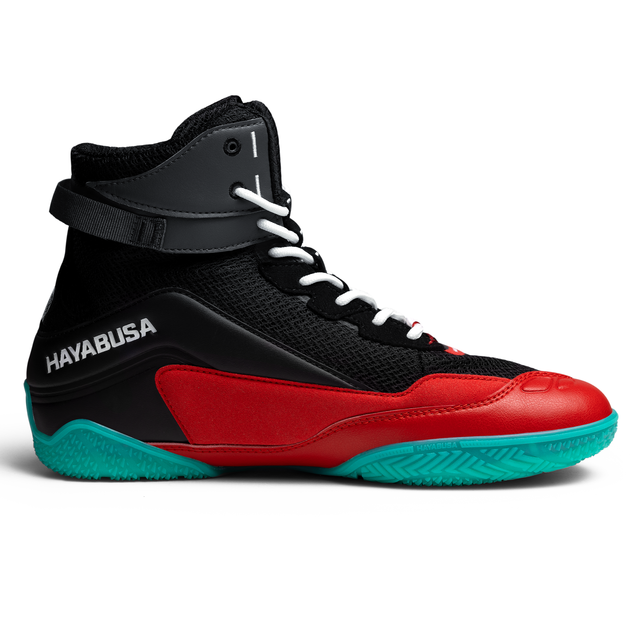 Dettaglio della suola in gomma ad alta trazione delle scarpe Hayabusa Talon nero rosso