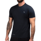 Vista frontale della T-shirt Hayabusa Essential blu midnight con stampa in silicone opaco