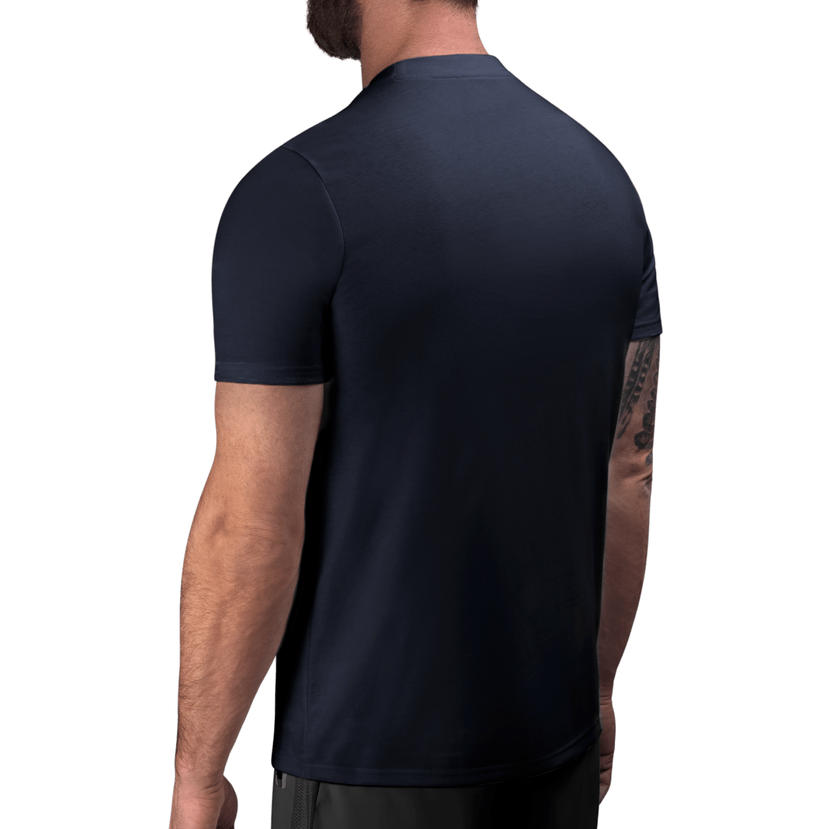 Vedere din spate a tricoului Hayabusa Essential bleumarin, material premium respirabil