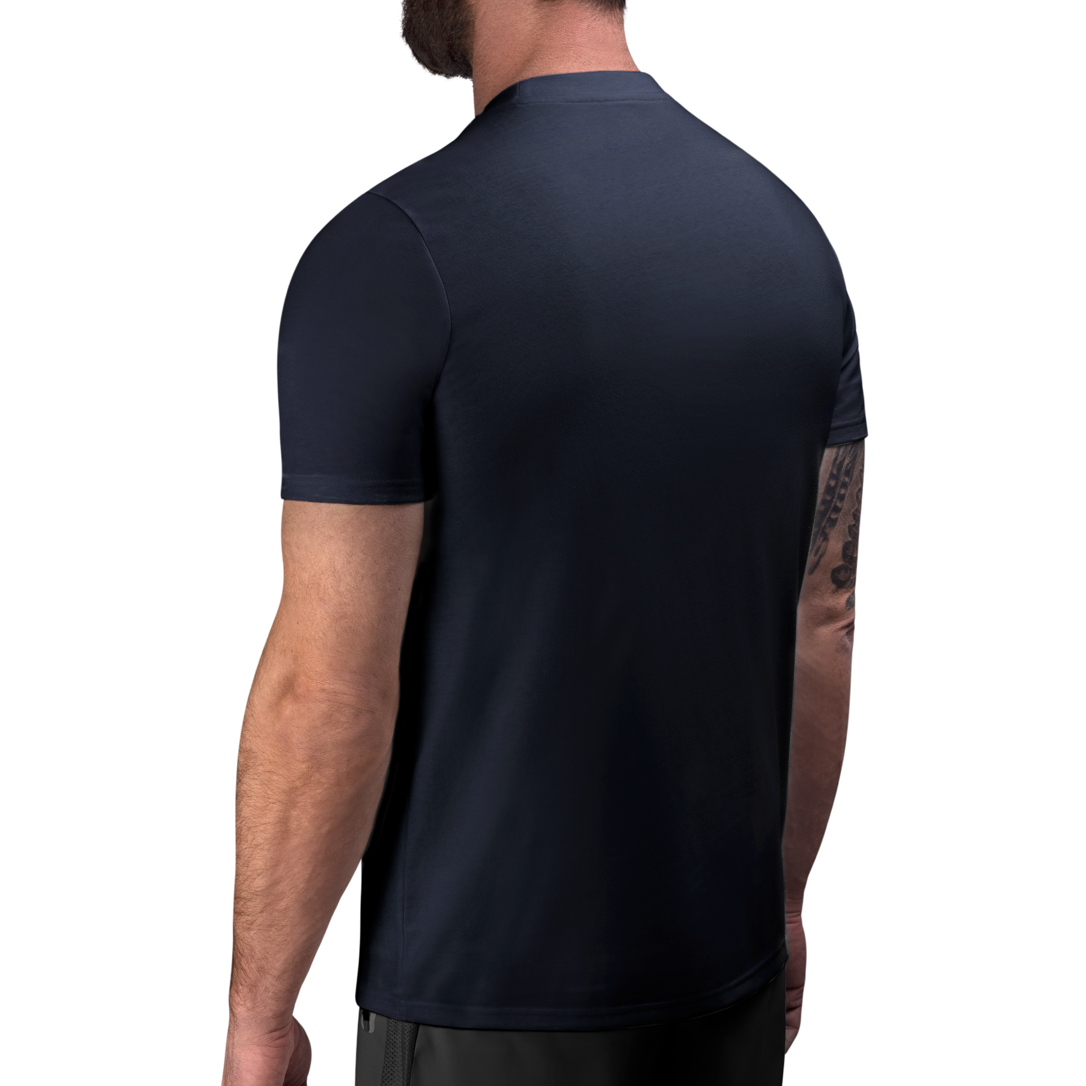 Vista posteriore della t-shirt blu notte Hayabusa VIP, vestibilità sportiva