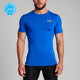Vista frontale della t-shirt a compressione Leone 1947 blu omologata WAKO