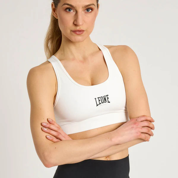 Vista frontale del top sportivo bianco Leone Logo Cool Touch ultra-fresco