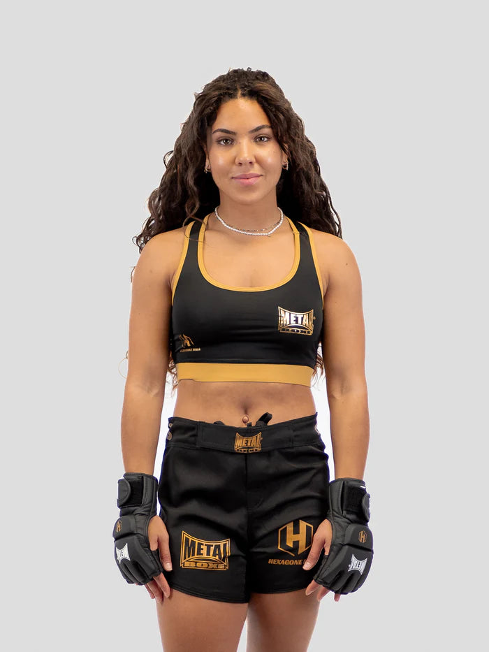 Vista frontale top sportivo Metal Boxe Hexagon MMA design ufficiale per combattimento