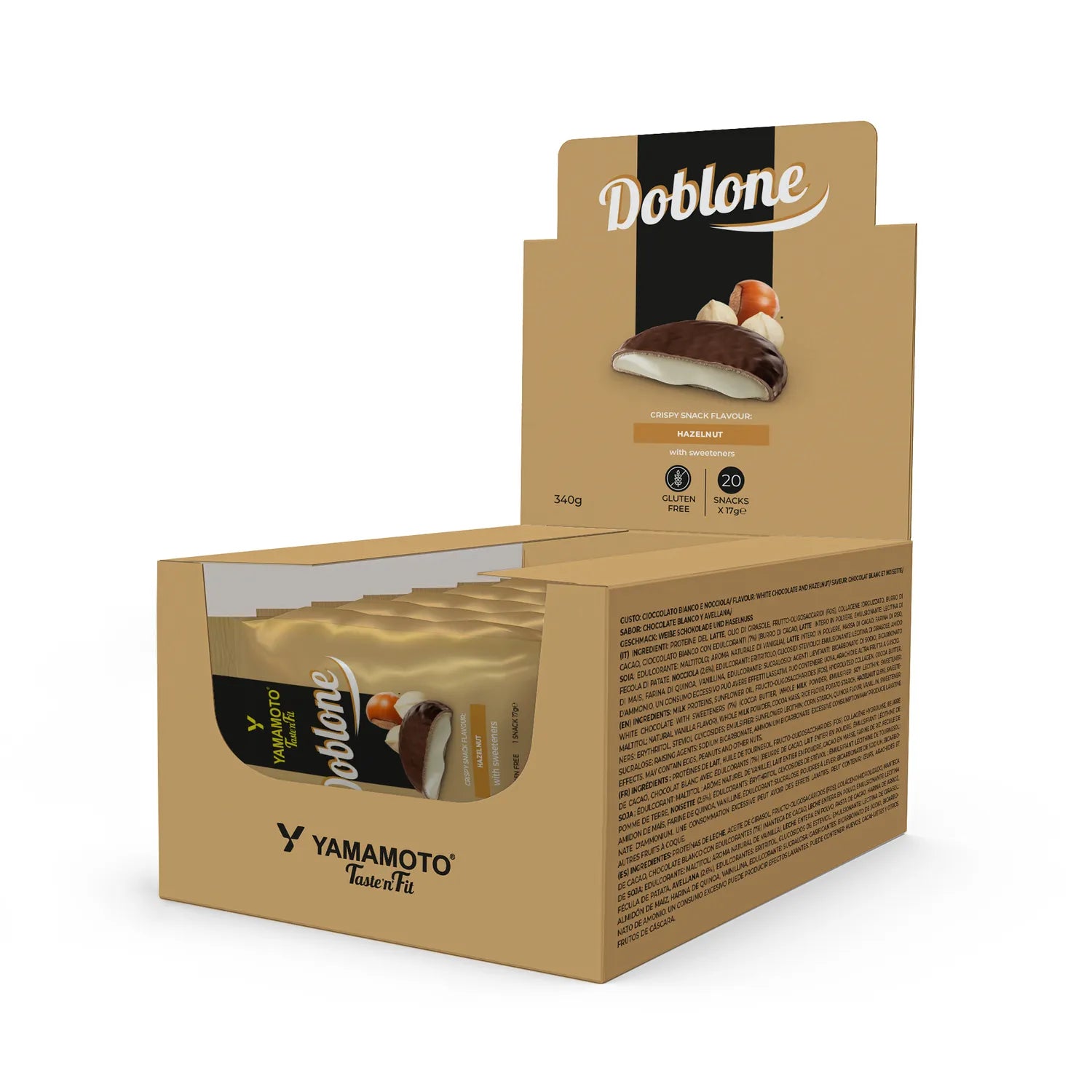 Box da 20 pezzi di biscotti low-carb Doblone gusto Nocciola e Cioccolato Bianco